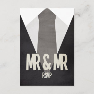 Retro Mr. & Mr. Suit & Stropdas Wedding RSVP Kaartje
