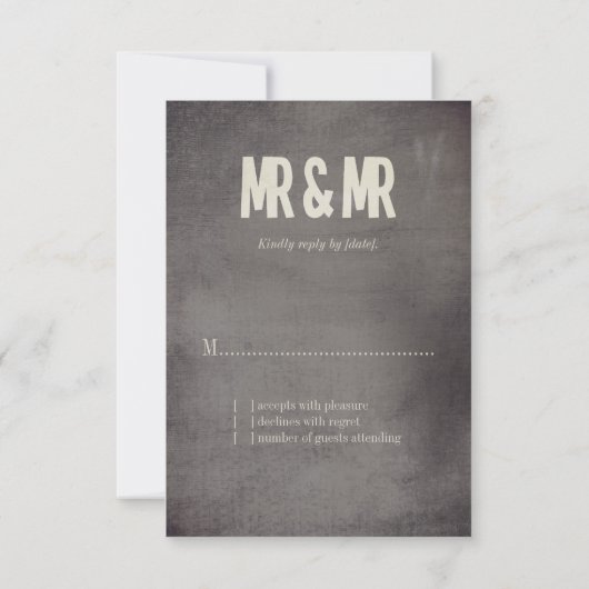 Retro Mr. & Mr. Suit & Stropdas Wedding RSVP Kaartje (Achterkant)