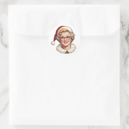 Retro Mrs. Claus Christmas Sticker (Tas)