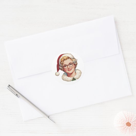 Retro Mrs. Claus Christmas Sticker (Envelop)