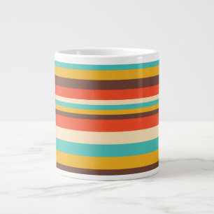Retro Mug met Multi-Stripe Patroon Jumbo Extra Grote Beker
