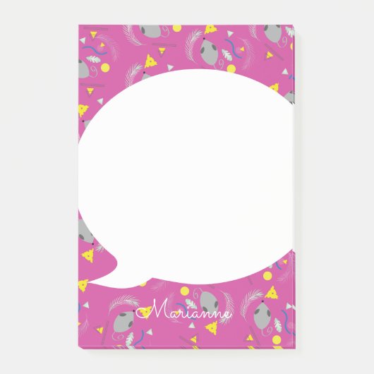 Retro Muis Kaas Roze Post-it Notities Post-it® Notes (Voorkant)