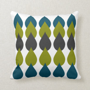 Retro Multi Blue Green Teardrop Kussen
