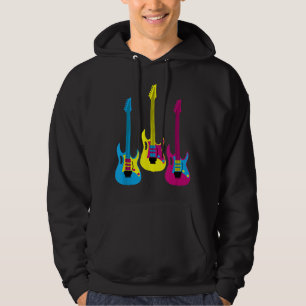 Retro Multicolor CMYK Elektrische Gitaar Grafisch  Hoodie