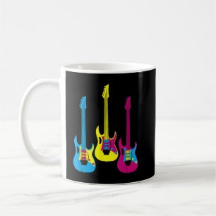 Retro Multicolor CMYK Elektrische Gitaar Grafisch Koffiemok