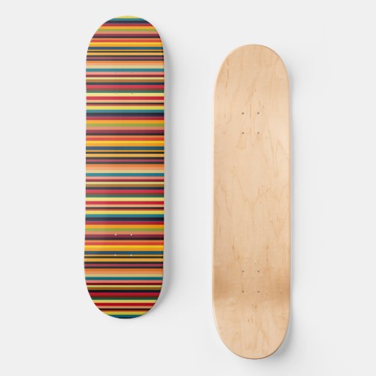 Retro Multicolour Stripe Modern Skateboard Deck (Recto)