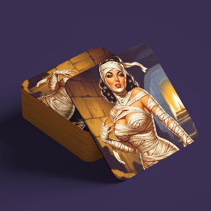 Retro Mummie Pin-up Vierkante Kartonnen Onderzetter