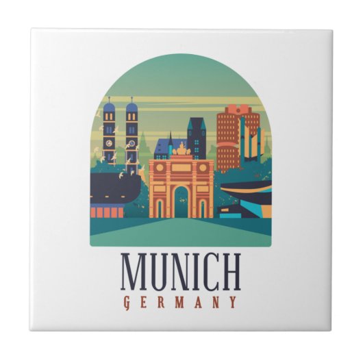 Retro München Beieren Duitsland Tegeltje (Voorkant)