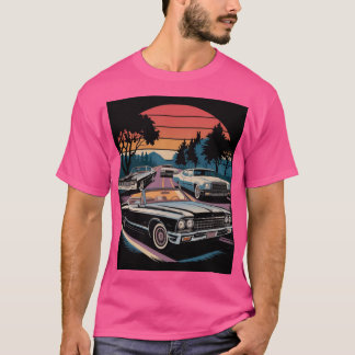Retro Muscle Car Sunset T-shirt – Classic Amerikaa
