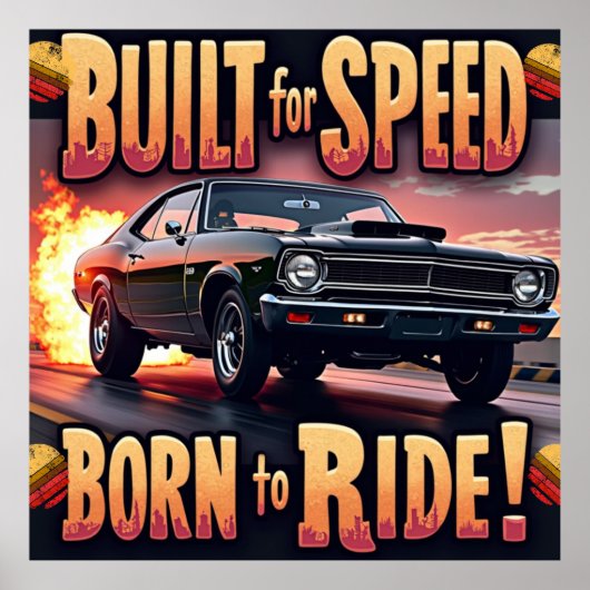 Retro Muscle - gebouwd voor snelheid Poster (Voorkant)