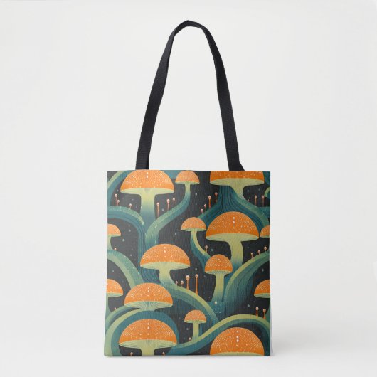 Retro Mushroom All-Over Print Tote Bag (Devant)