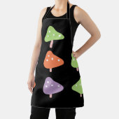 Retro Mushroom Colorful Pattern Black Schort (Insitu)