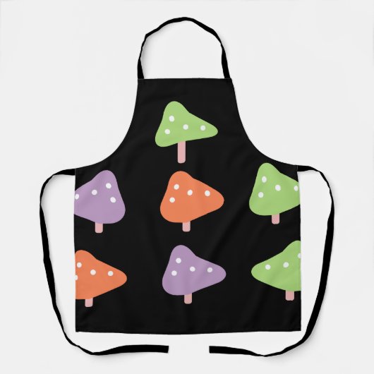 Retro Mushroom Colorful Pattern Black Schort (Voorkant)