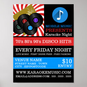 Retro Music Design, Karaoke Event Adverteren Poster
