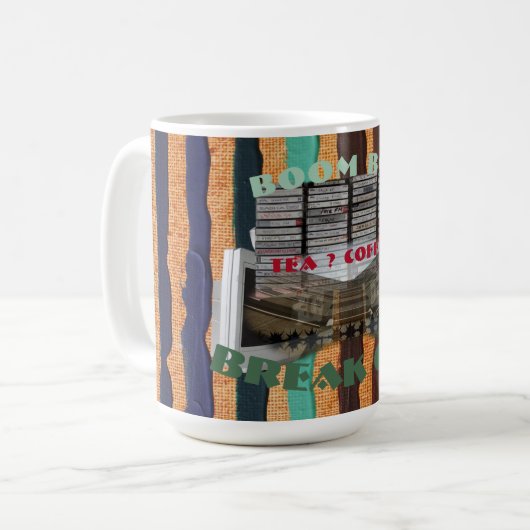 Retro Music, Tower Blocks en Boom Box Mok (Voorkant links)