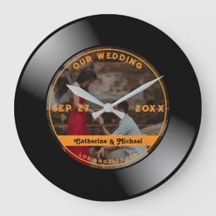 Retro Music Vinyl Record Foto Weduwronde Grote Klok