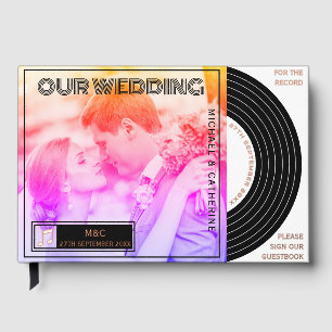 Retro Music Vinyl Record Hoesje Wedding Gastenboek