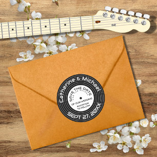Retro Music Vinyl Record uniek opslagdatum Ronde Sticker