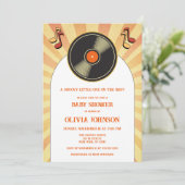 Retro Music Vinyl Super Baby shower Invitation (Debout devant)