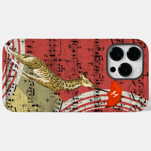 Retro Musical Flying Giraffe Red Umbrella Case-Mate iPhone Case (Achterkant (horizontaal))