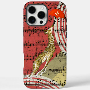 Retro Musical Flying Giraffe Red Umbrella iPhone 16 Pro Max Hoesje