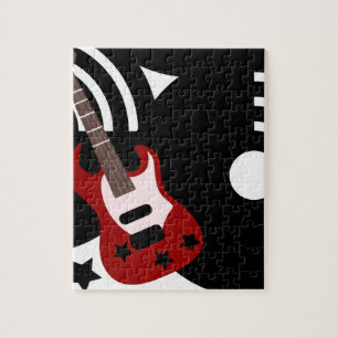 Retro Musical Rock Red Stars Guitar Legpuzzel