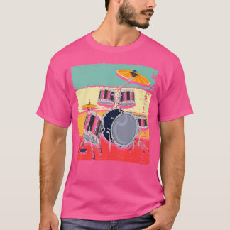 Retro Musician Drummer Muziekliefhebber Drumset Dr T-shirt