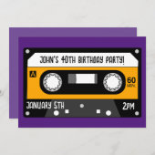 RETRO MUSIQUE CASSETTE ANNIVERSAIRE Invitations PE (Devant / Derrière)