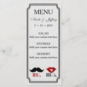 Retro Mustache aangepaste bruiloft menu