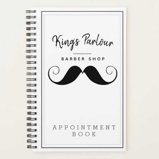 Retro Mustache Barber Shop Appointment Book / Planner (Voorkant)
