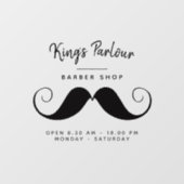 Retro Mustache - Barber Shop Raamsticker (Vel)