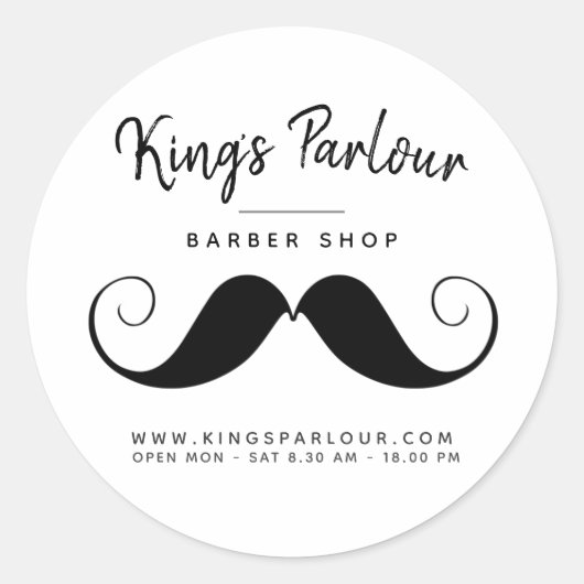Retro Mustache - Barber Shop Ronde Sticker (Voorkant)