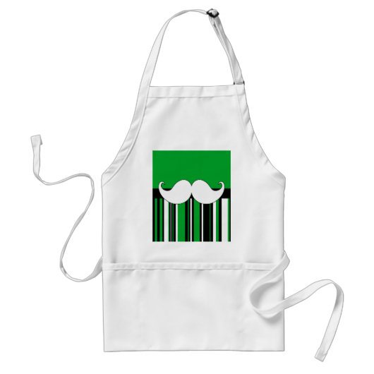 Retro Mustache Mustache Mustache met groene strepe Standaard Schort (Voorkant)