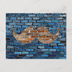 Retro Mustache Mustache Stache op Brick Wall Briefkaart