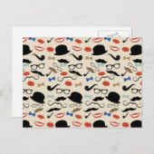 Retro Mustache Mustache Stache Pattern Briefkaart (Voorkant / Achterkant)