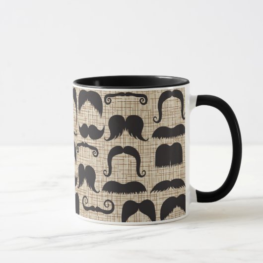 Retro Mustache Mustache Stache Pattern Mok (Rechts)