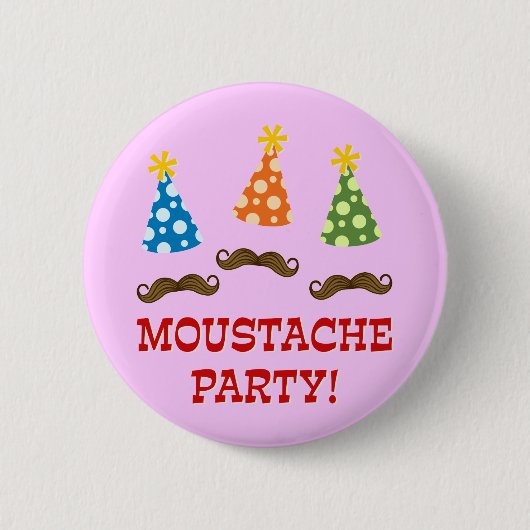 Retro Mustache Party Ronde Button 5,7 Cm (Voorkant)