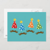 Retro Mustache Party Uitnodiging Briefkaart (Voorkant / Achterkant)