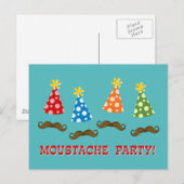Retro Mustache Party Uitnodiging Briefkaart (Voorkant / Achterkant)