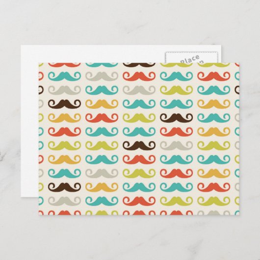Retro Mustache Pattern Briefkaart (Voorkant / Achterkant)