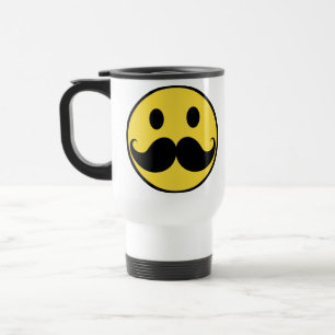 Retro Mustache Yellow Face Reisbeker