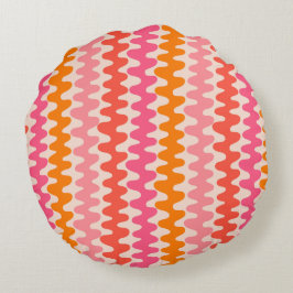 Retro Muster- pink& orange Rond Kussen