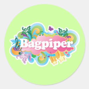 Retro Muziek Bagpiper Gift Ronde Sticker