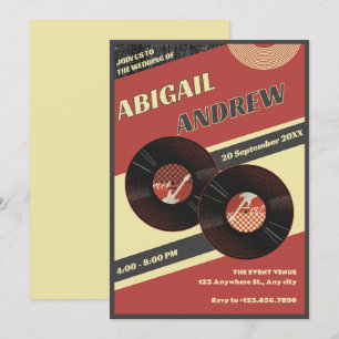 Retro muziek bruiloft kaart