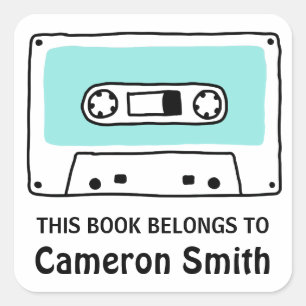 Retro muziek cassette tape bookplate boek labels