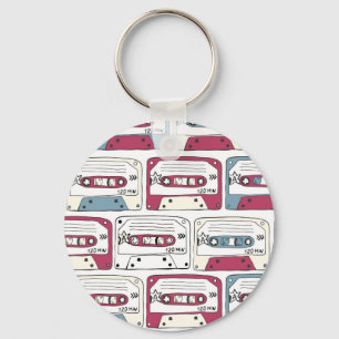 Retro muziek cassettes: Rock achtergrond patroon Sleutelhanger