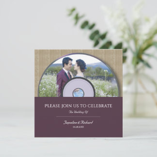 Retro muziek-cd-album bruiloft kaart