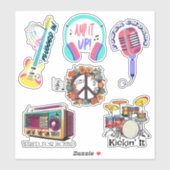 Retro Muziek Collectie Waterdicht Sticker (Vel)