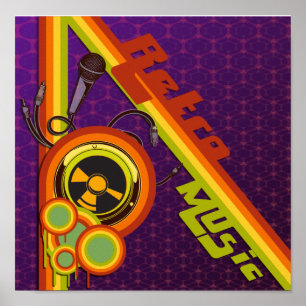 retro muziek funky vectorkunst poster
