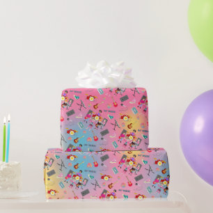 Retro muziek meisjes band Verjaardagsfeest Cadeaupapier